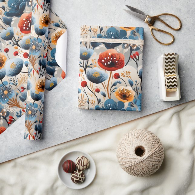 Papel De Presente Lindas flores silvestres (Artesanato)