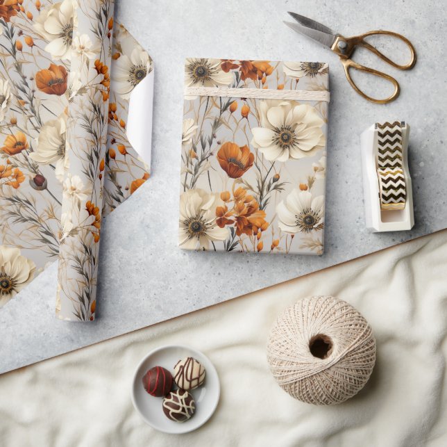 Papel De Presente Lindas flores silvestres (Artesanato)