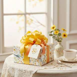 Papel De Presente Lindas flores silvestres amarelas da primavera