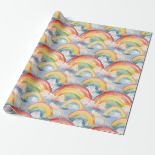 Papel De Presente Lindas Naturas Arco-Íris Inspiradas em Nuvens