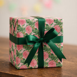 Papel De Presente Lindas Rosas Cor-de-Rosa Vintage Decoupage ou Pres