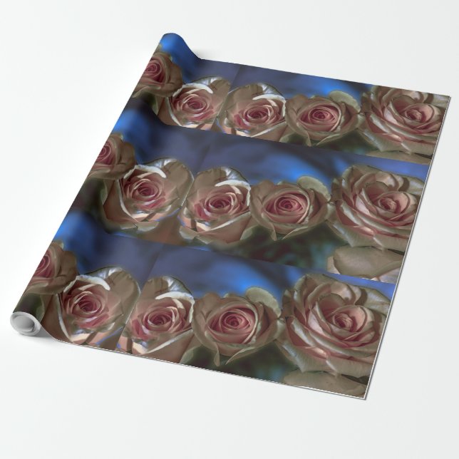 Papel De Presente Lindas Rosas Rosa (Desenrolado)