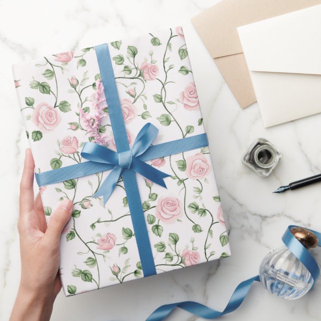 Papel De Presente Lindas Rosas Rosa Floral Casamento (Presentear)