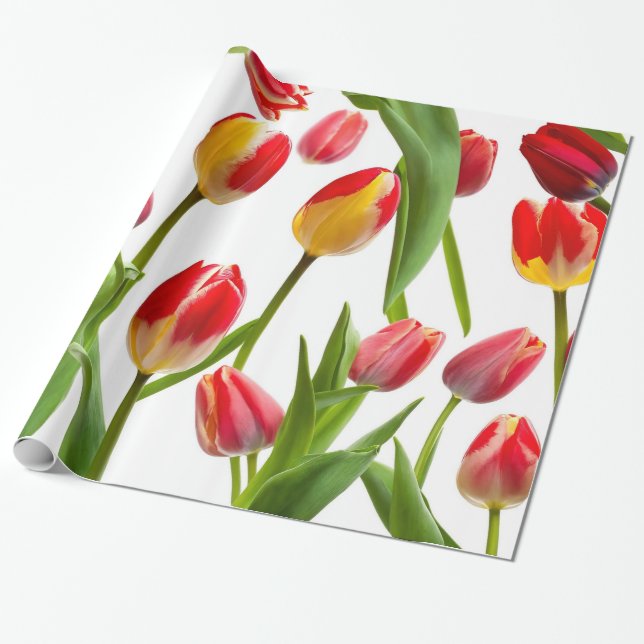 Papel De Presente Lindas Tulipas (Desenrolado)