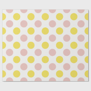 Papel De Presente Lindo Amarelo e Rosa com Bolinhas