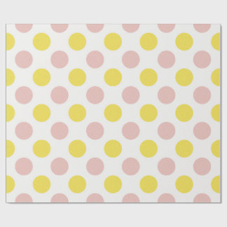 Papel De Presente Lindo Amarelo e Rosa com Bolinhas 