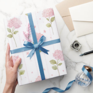 Papel De Presente Lindo Aniversário Floral Rosa