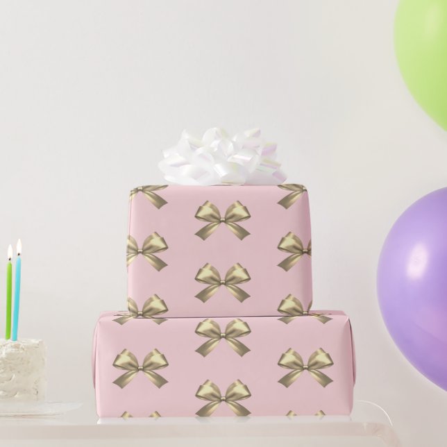 Papel De Presente Lindo Arco Estético de Cetim Dourado Rosa (Presentes para festas)