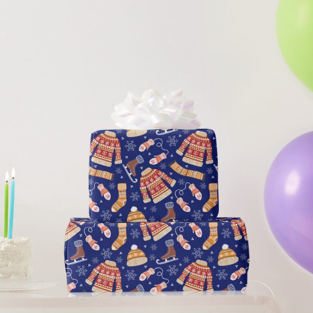 Papel De Presente Lindo clima de suéter feio de Natal inverno azul m (Presentes para festas)