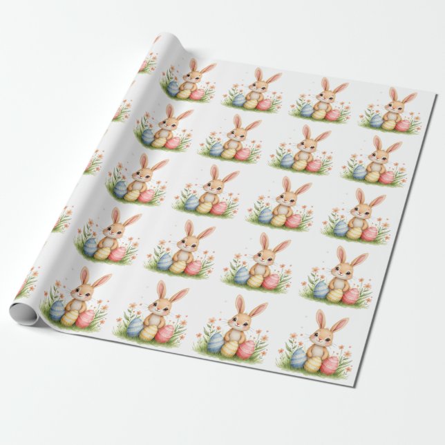 Papel De Presente Lindo Coelho de Páscoa Bonito Coleção Popular (Desenrolado)