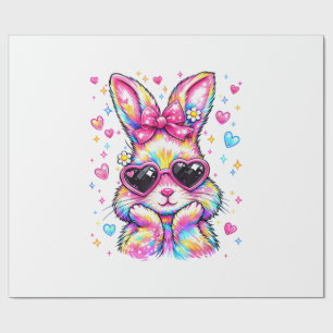 Papel De Presente Lindo Coquette Tie Dye Coelho Páscoa Bunny Mulhere
