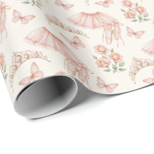 Papel De Presente Lindo design inspirado em bailarina cor-de-rosa