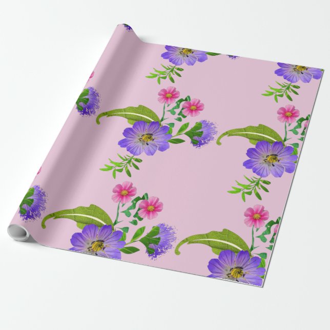 Papel De Presente Lindo Floral  (Desenrolado)