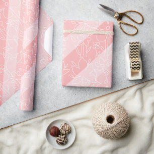 Papel De Presente Lindo Floral Boho Rosa Padrão Arco-Íris