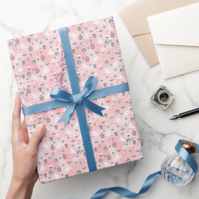 Papel De Presente Lindo Floral Rosa (Presentear)