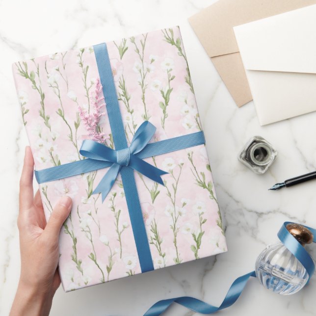 Papel De Presente Lindo Floral Rosa Aniversário (Presentear)
