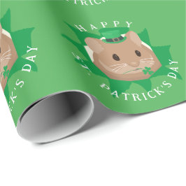 Papel De Presente Lindo hamster do Dia de São Patrício espiando pelo