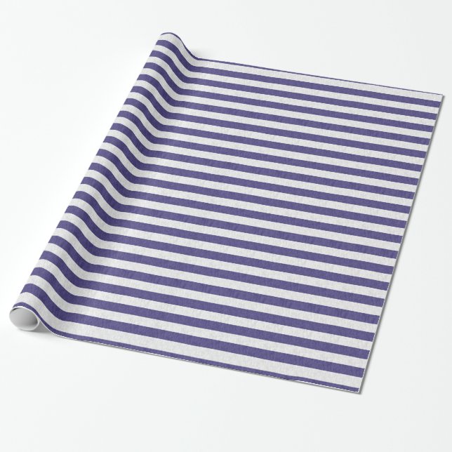 Papel De Presente Lindo listras azul marinho e branco (Desenrolado)