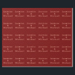 Papel De Presente Lindo Minimalista Vermelho Escuro & Pêssego Nome P<br><div class="desc">Você pode facilmente alterar as fontes,  imagem de fundo e cor,  caracteres de letra.</div>