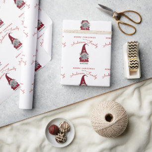Papel De Presente Lindo Natal Rural Alegre Família Gnome Enfeite de
