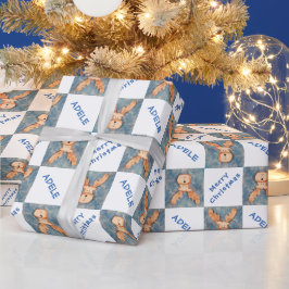 Papel De Presente Lindo Nome de Crianças de Veado Natal Feriado