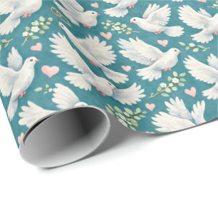 Papel De Presente Lindo padrão de anéis de casamento de pombas em az