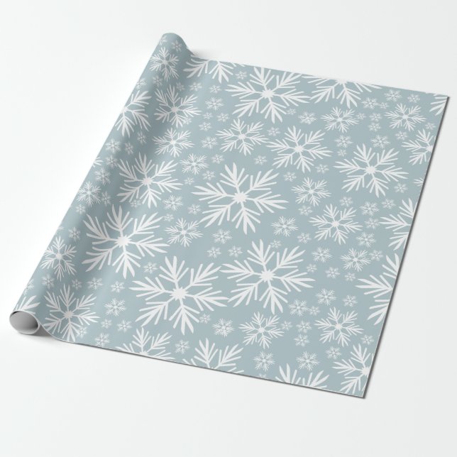 Papel De Presente Lindo Padrão de Floco de Neve (Desenrolado)