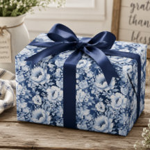 Lindo Padrão Floral Azul Índigo Elegante