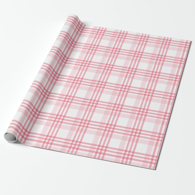 Papel De Presente Lindo Padrão Xadrez De Vermelho E Rosa (Desenrolado)