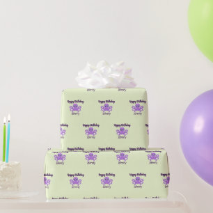 Papel De Presente Lindo polvo roxo verde