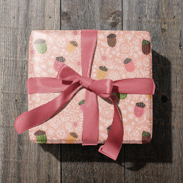 Papel De Presente Lindo Rosa Outonal Do Outono Carvalho