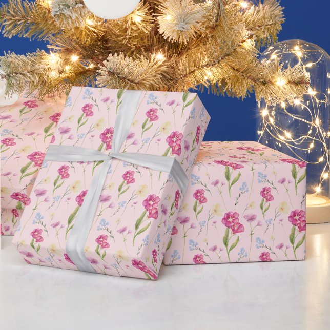 Papel De Presente Lindo Tomara Rosa Flor de Água Selvagem  (Feriados)