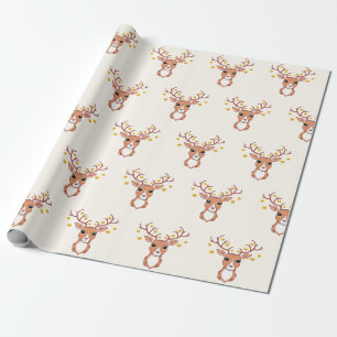 Papel De Presente Lindo Veado de Natal