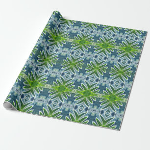 Papel De Presente Lindo, Verde e Azul Mandala de Samambaia
