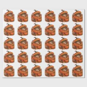 Papel De Presente LindoouriçoCachorroSendoAbracadoPorAbóboraFofaOuto
