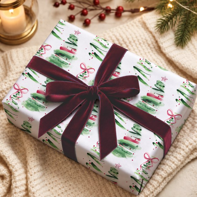 Papel De Presente Lindos Arcos de Coquette Rosa Creme Árvores de Nat (Criador carregado)