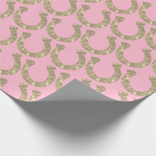 Papel De Presente Lindos Cavalos Ferradura Glamour Dourado Brilho Ro