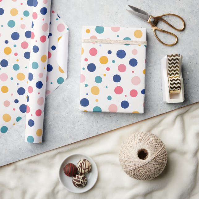 Papel De Presente lindos círculos coloridos bolinhas (Artesanato)