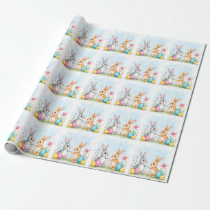 Papel De Presente Lindos Coelhos de Páscoa Bonitos Coleção Moderna