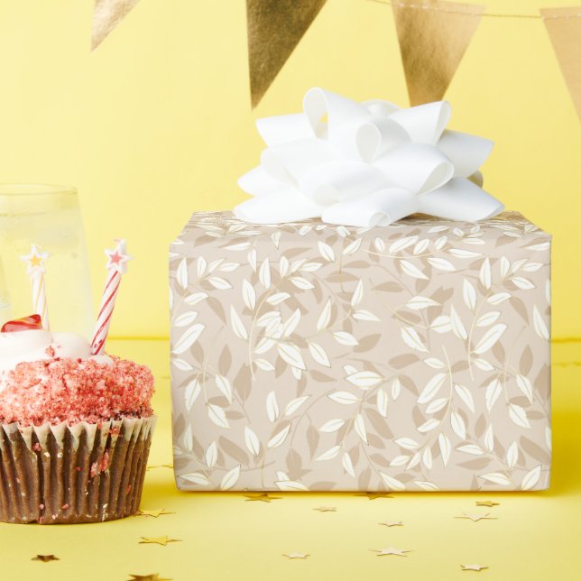 Papel De Presente Lindos diseño de hojas doradas (Festa de aniversário)