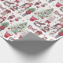 Papel De Presente Lindos elementos da Red Watercolor de Natal