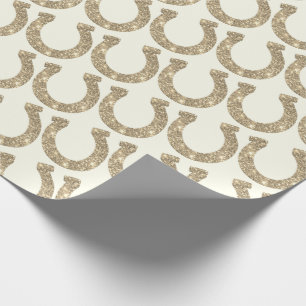 Papel De Presente Lindos Glam Ferradura Dourado Brilho Branco