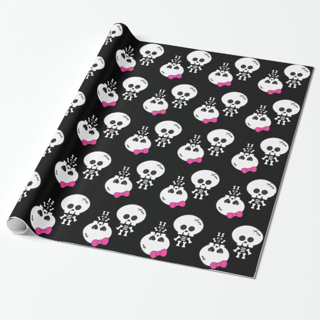 Papel De Presente lindos kawaii emo meninos meninas esqueletos skull (Desenrolado)