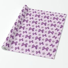 Papel De Presente Lindos Laços de Seda Roxa