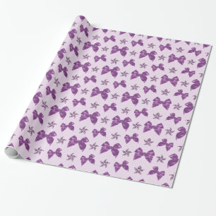 Papel De Presente Lindos Laços de Seda Roxa