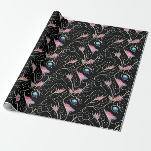 Papel De Presente Lindos Padrões de Flores e Rochas