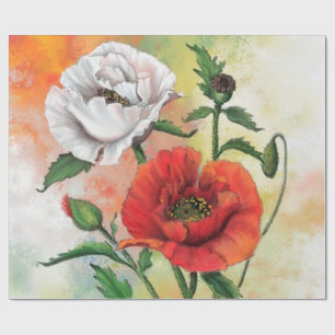 Papel De Presente Lindos papagaios brancos vermelhos - Pintura pinta