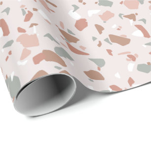 Papel De Presente Lindos tons desérticos padrão terrazzo