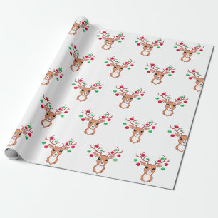 Papel De Presente Lindos Veados de Natal