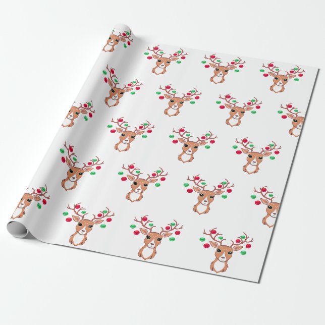 Papel De Presente Lindos Veados de Natal (Desenrolado)